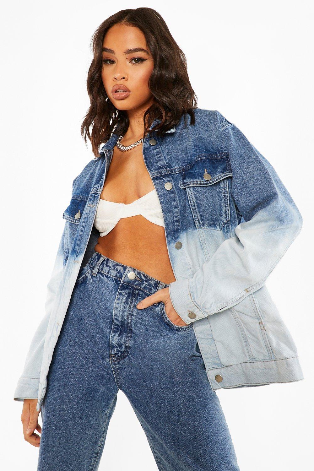 Bleach Dip Dye Oversized Denim Jacket boohoo